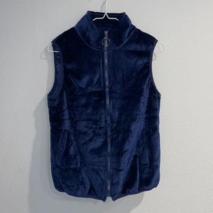 Simply vera vera Wang Crushed Velvet Full Zip Vest Blue Size Small